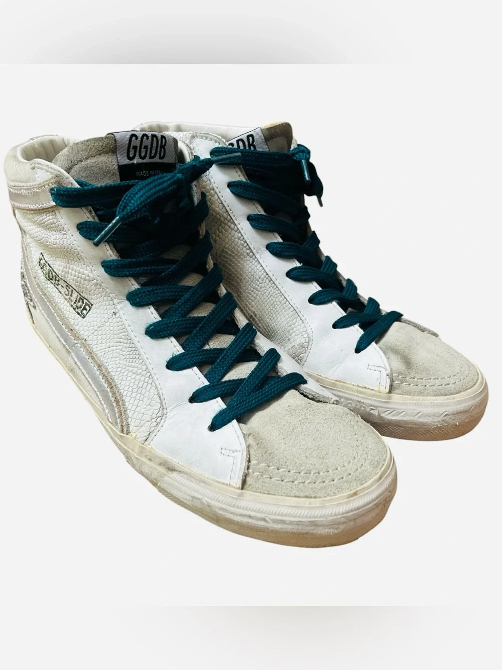Golden Goose Slide Distressed Leather High Top Sneakers Size 39